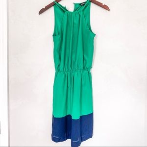 Express Green and Navy High Neck Dress XS
